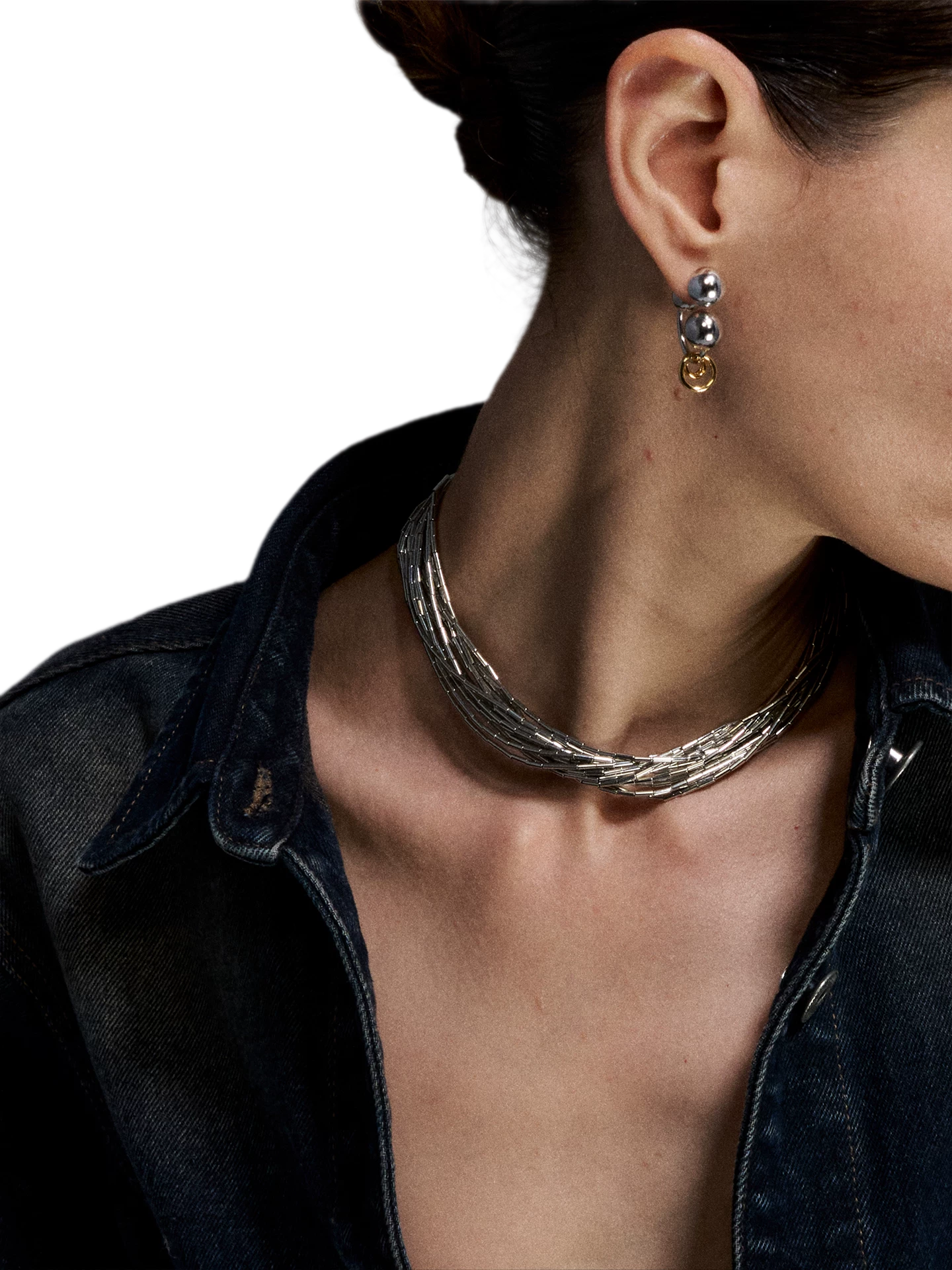 Silver Tube Sweater Necklace