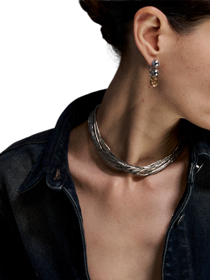 Silver Tube Sweater Necklace