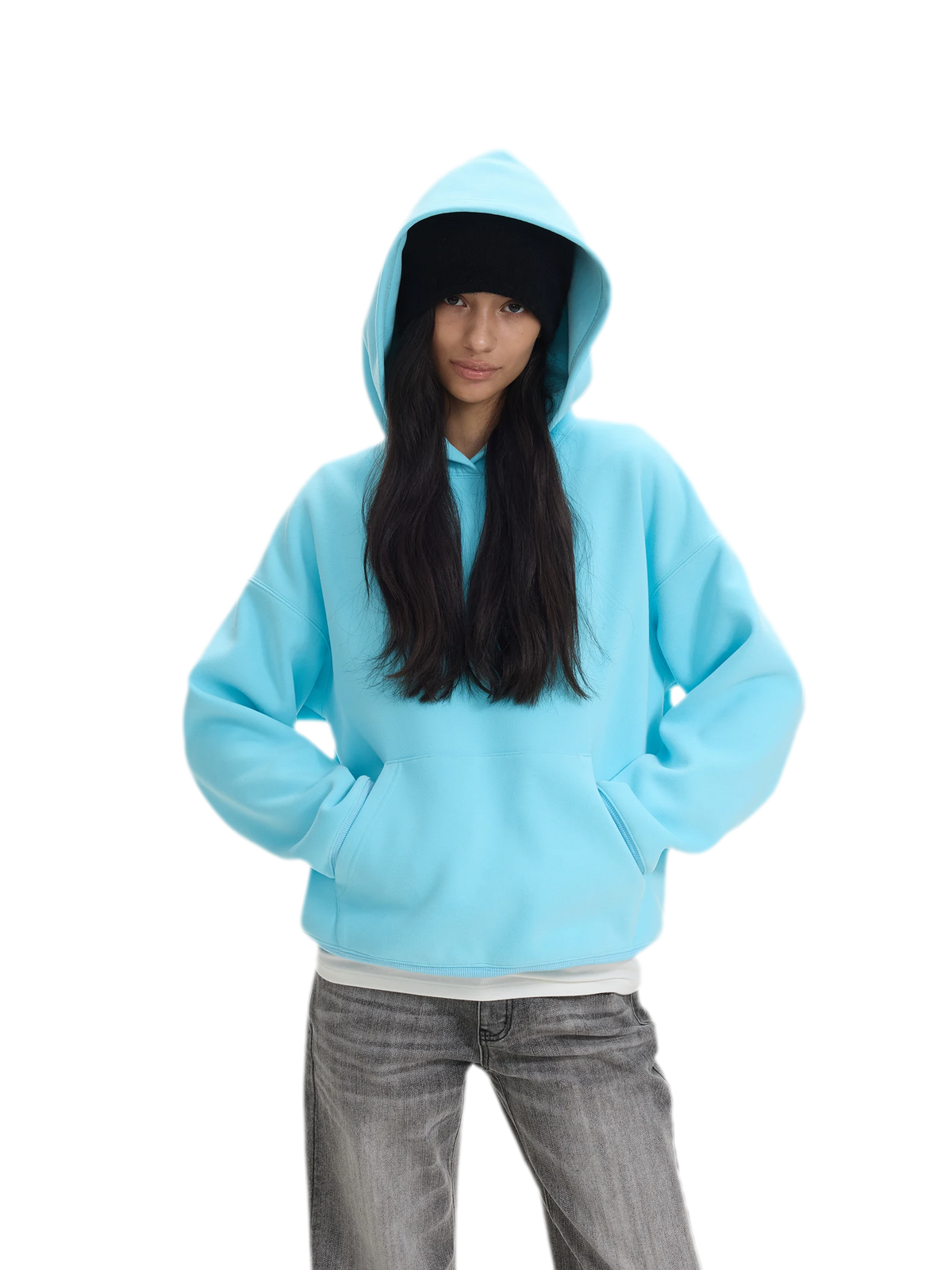 Brushed Hooded Cropped Sweatshirt