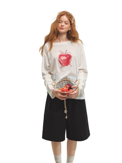 Relaxed Tie Sheer Mesh Long Sleeve T-Shirt