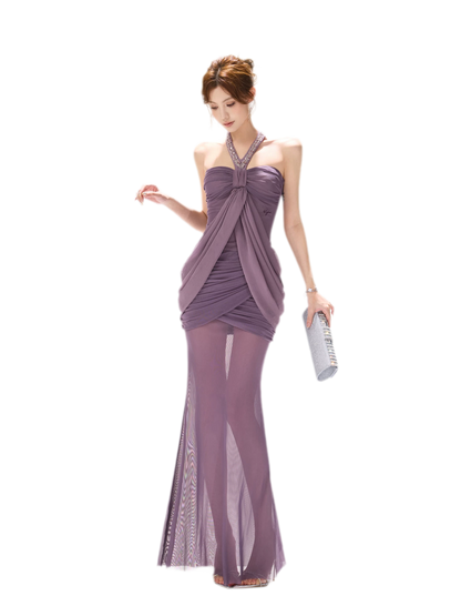 Mist Purple Mesh Fishtail Skirt