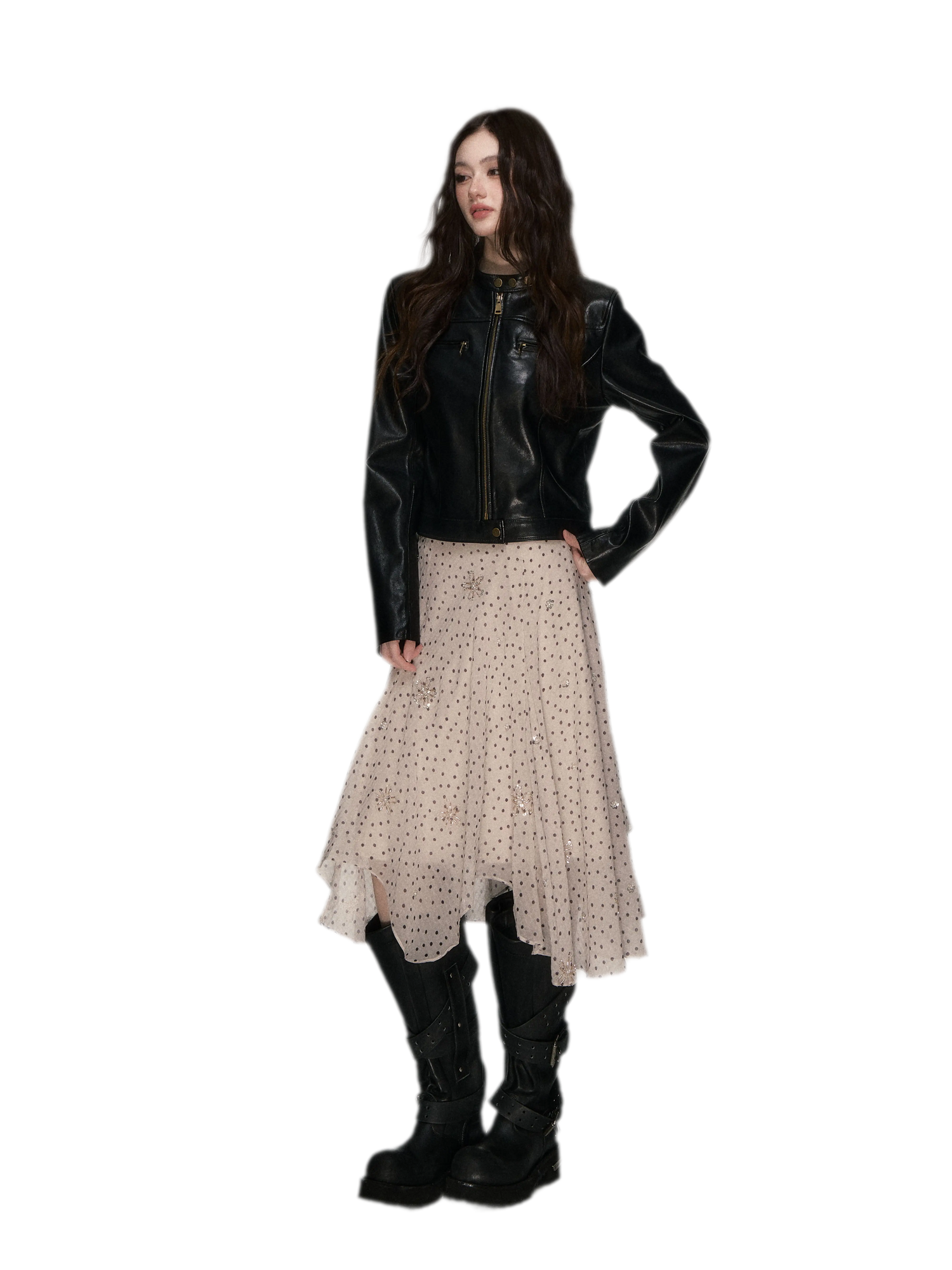 Vintage Stand-Collar Leather Jacket