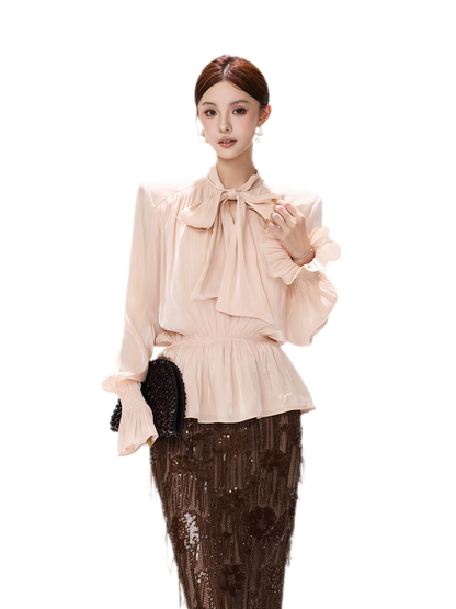 Pearlescent Tie Waist Blouse