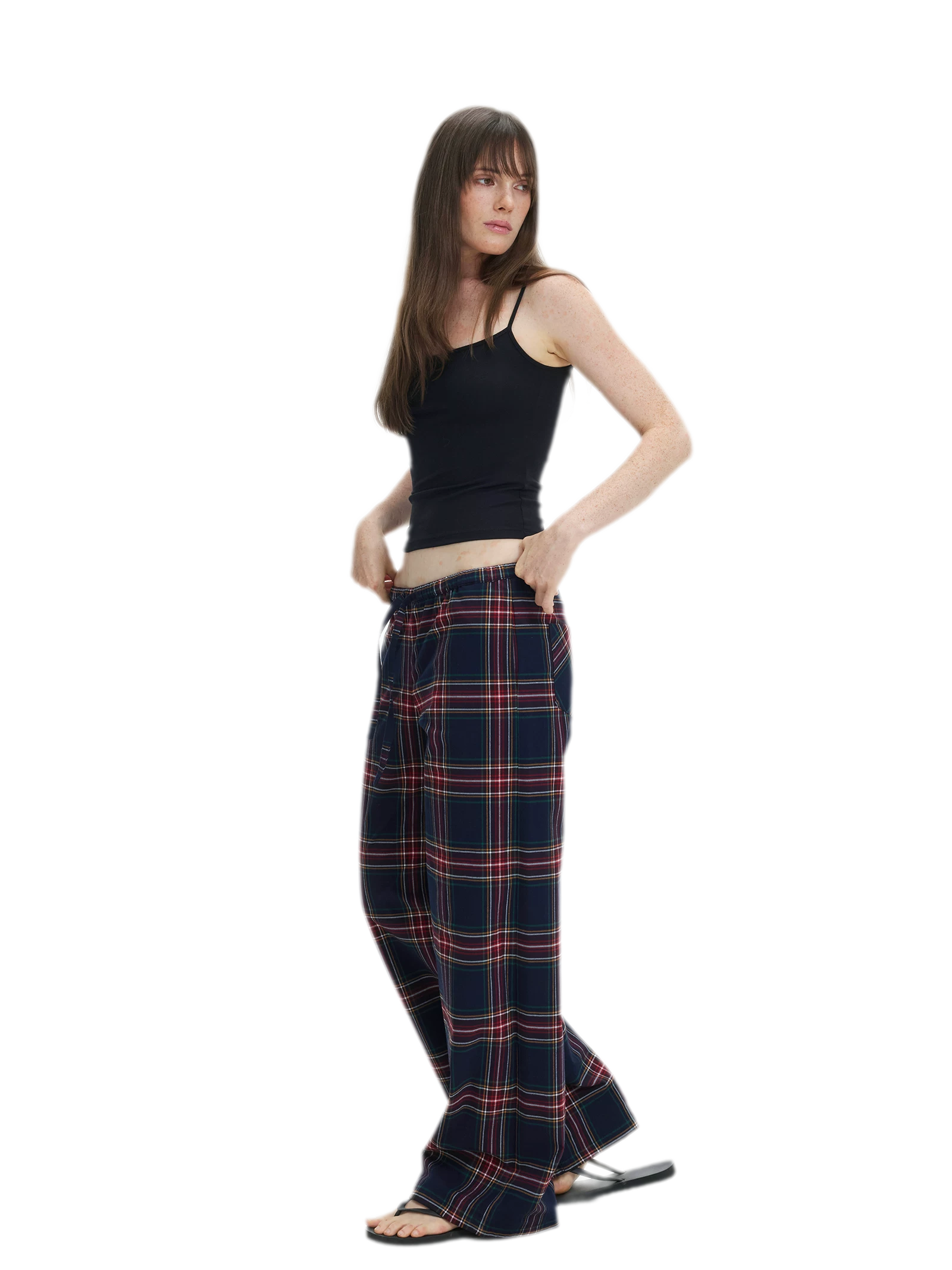 Vintage Plaid Low-Rise Bottoms