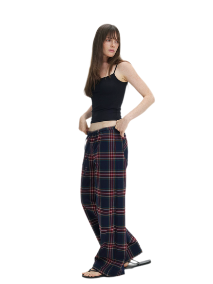 Vintage Plaid Low-Rise Bottoms