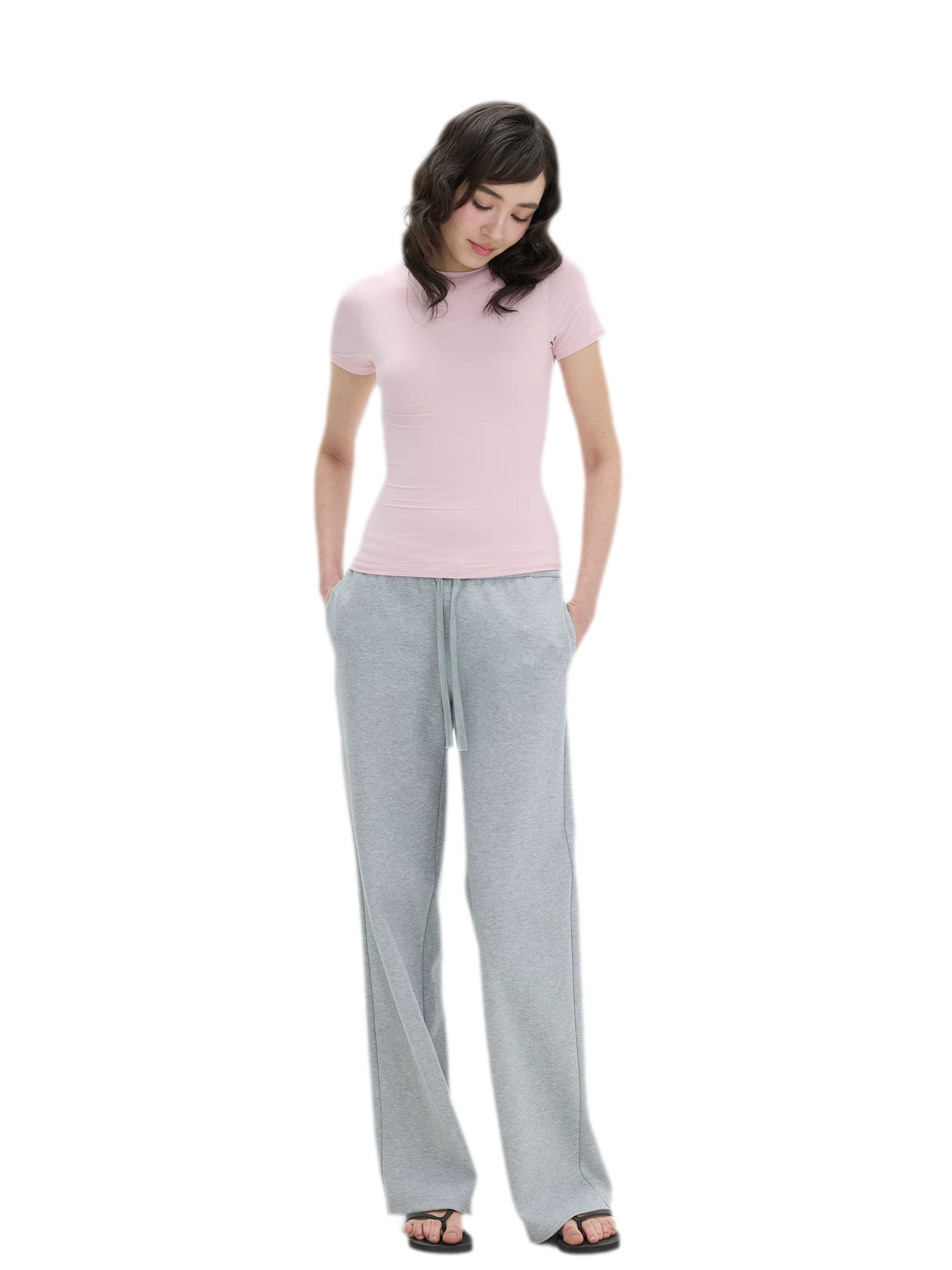 Low-Rise Wide-Leg Loose Sweatpants