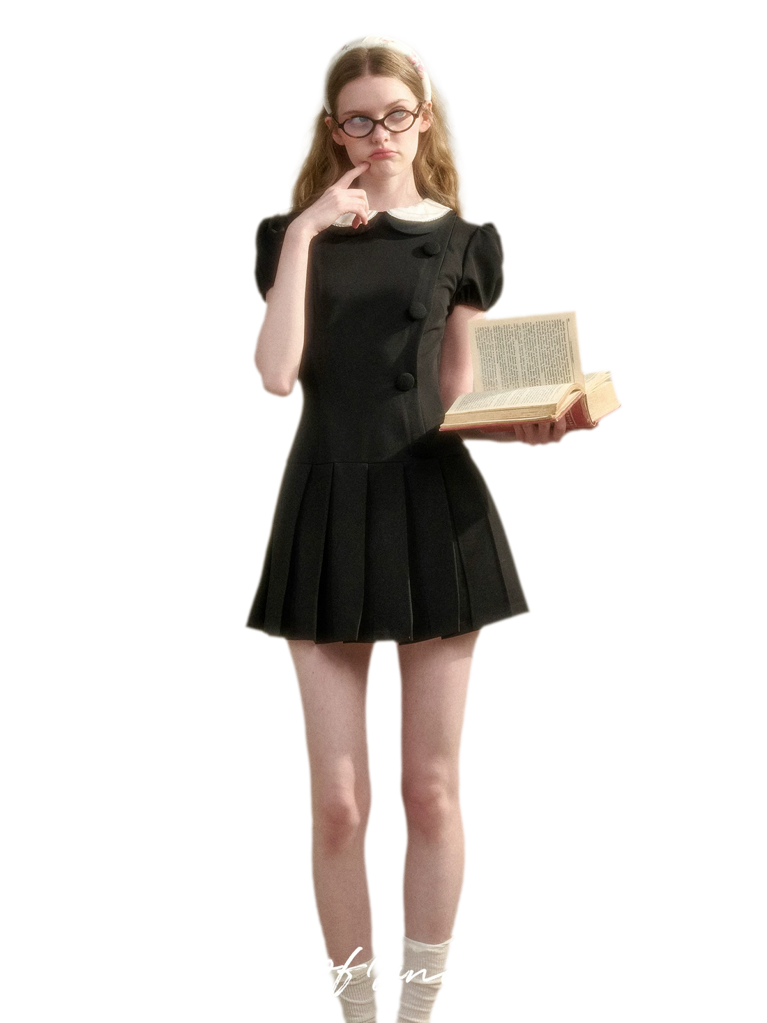 Babydoll Little Black Dress Pleated Skirt