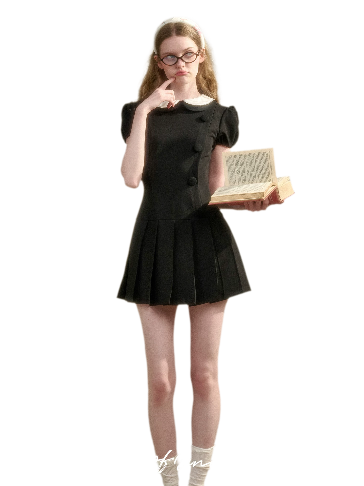 Babydoll Little Black Dress Pleated Skirt