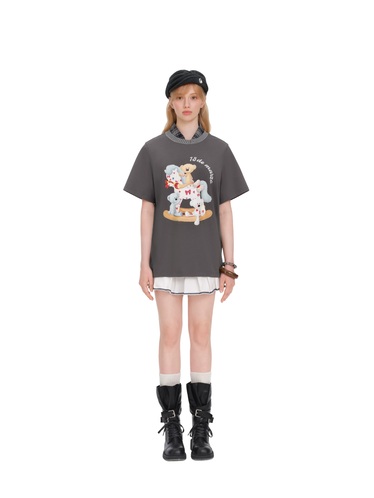 Loose Cotton T-shirt with Rocking