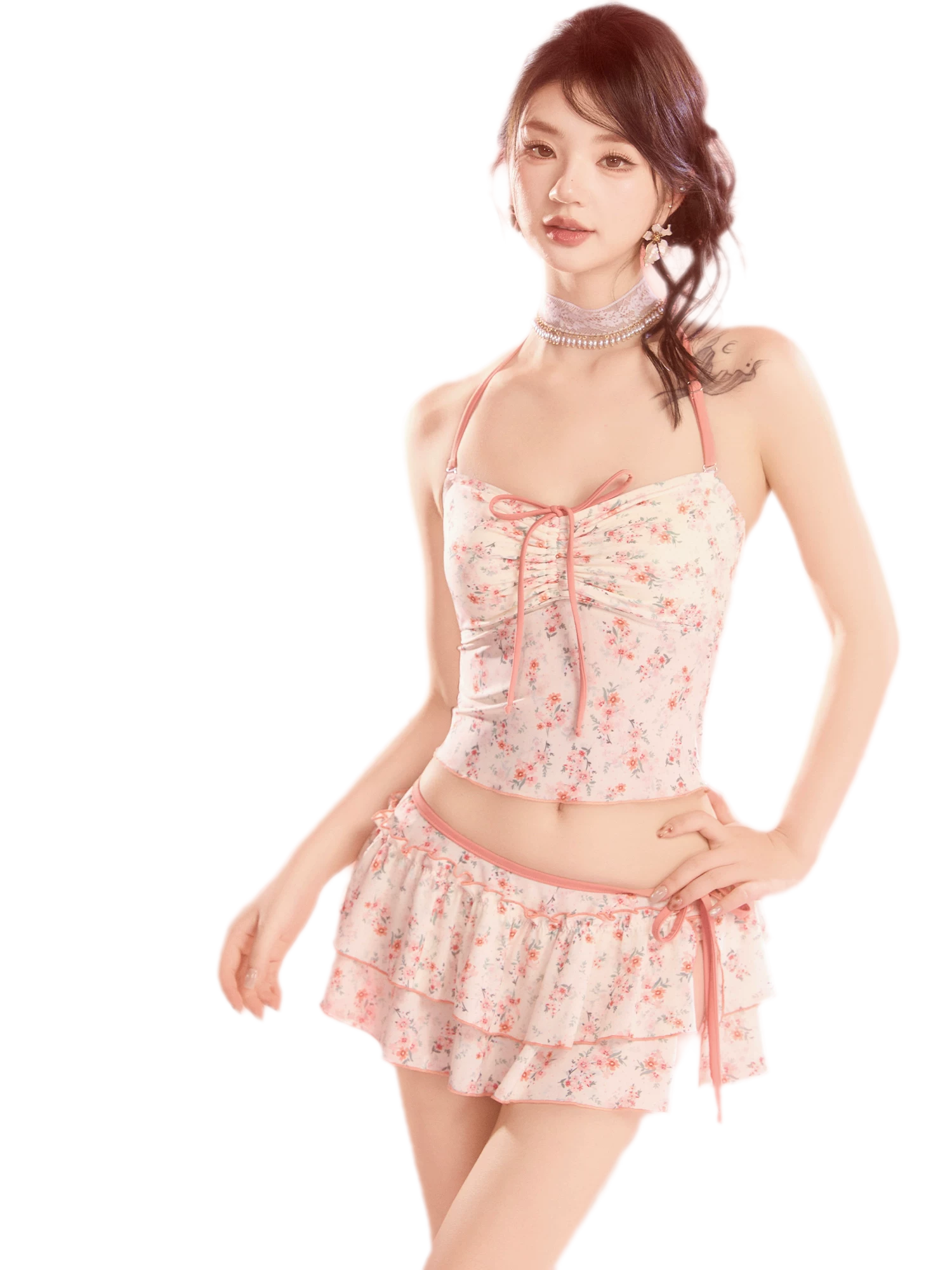 Floral Three-Piece Swim Set