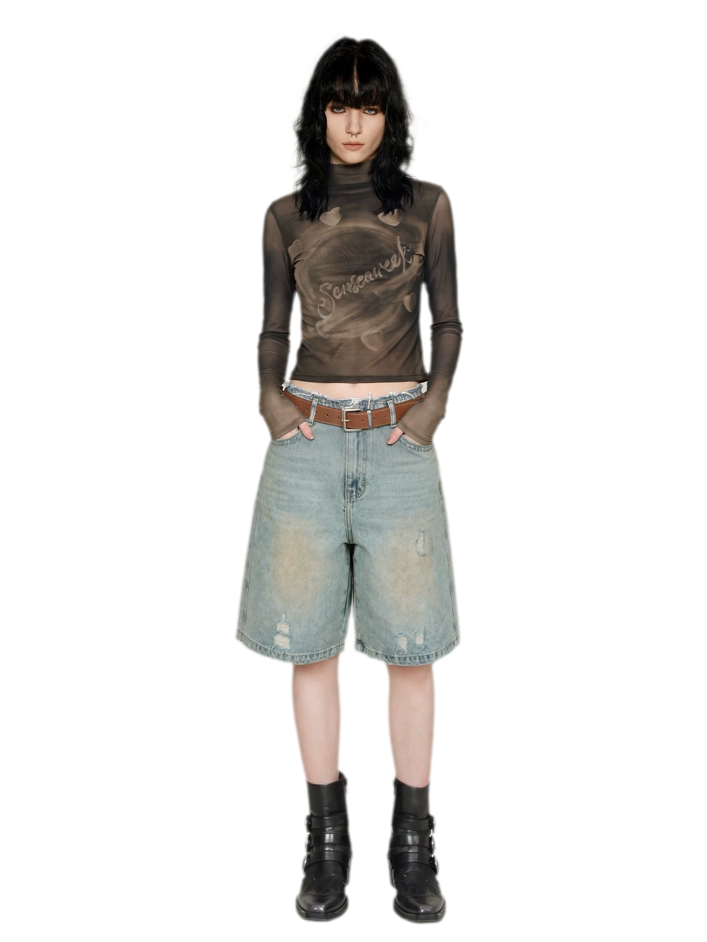 Gradient Eclipse Mesh Turtleneck