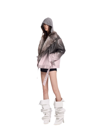 Gradient Tie-Dye Biker Jacket