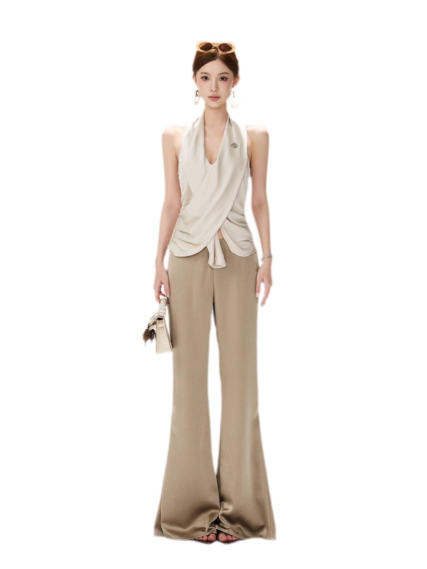 Satin Drape Flared Pants