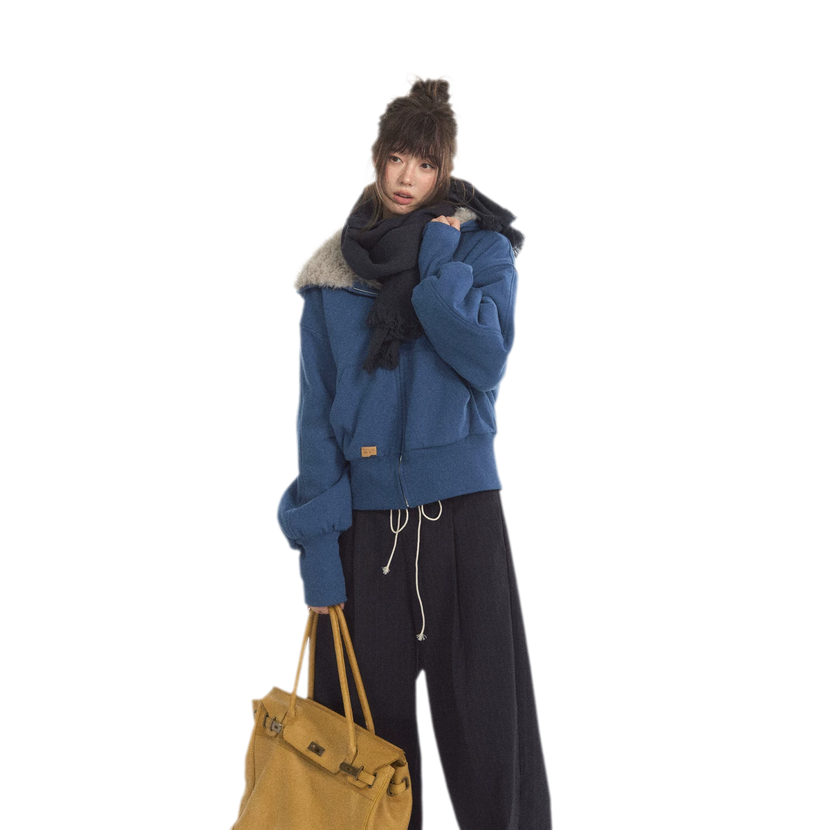 Fuzzy Hooded Cropped Puffer Jacket