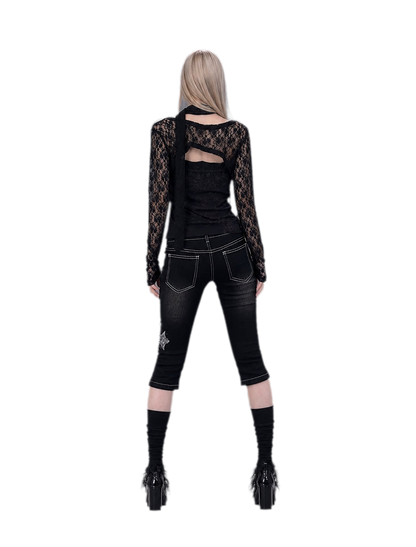Lace Fitted Long Sleeve Top