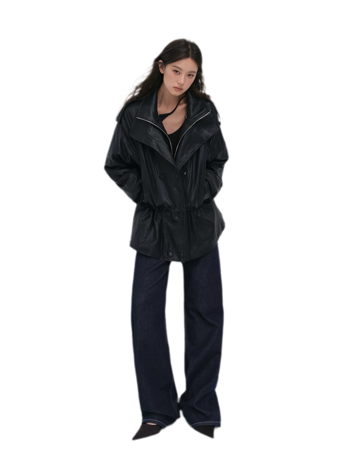 Detachable PU Down Puffer Jacket