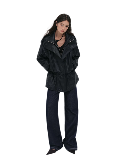 Detachable PU Down Puffer Jacket