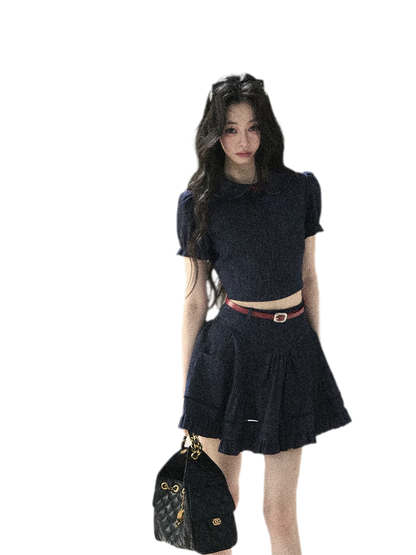 Seaside Pintuck Denim Set