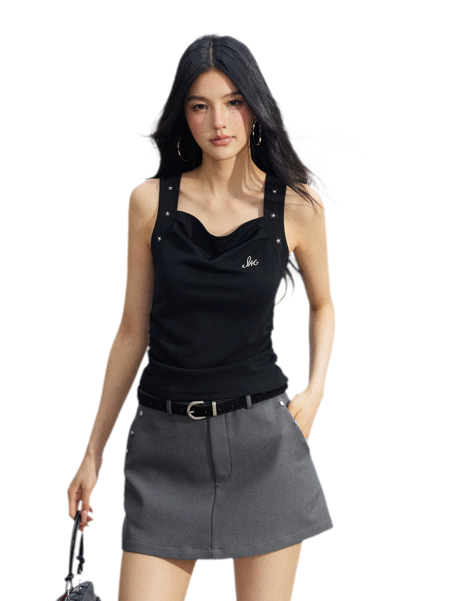 Star Pleated Sleeveless Top