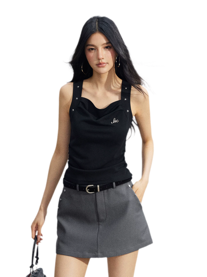 Star Pleated Sleeveless Top