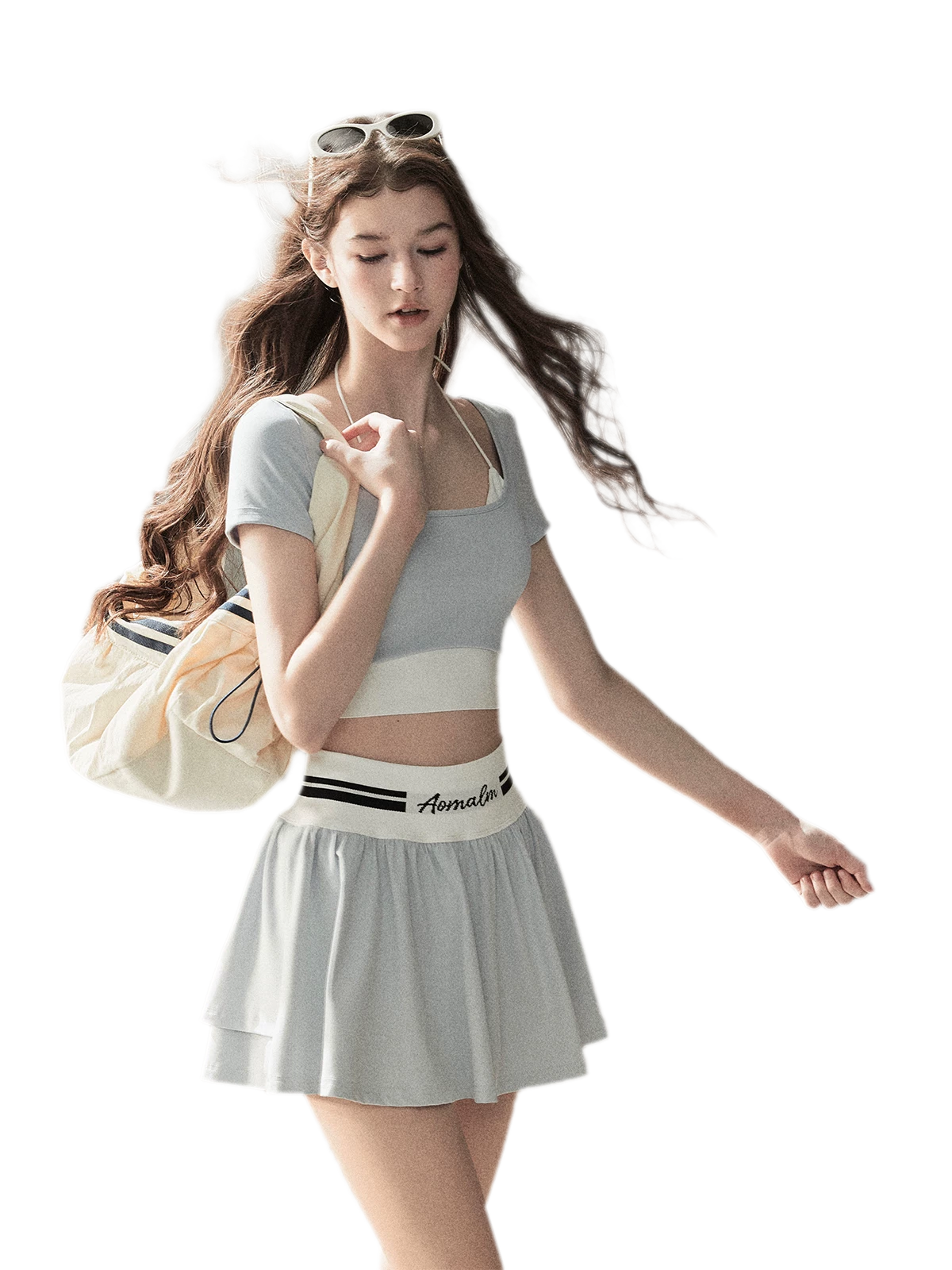 Contrast Layered Tennis Skort Set