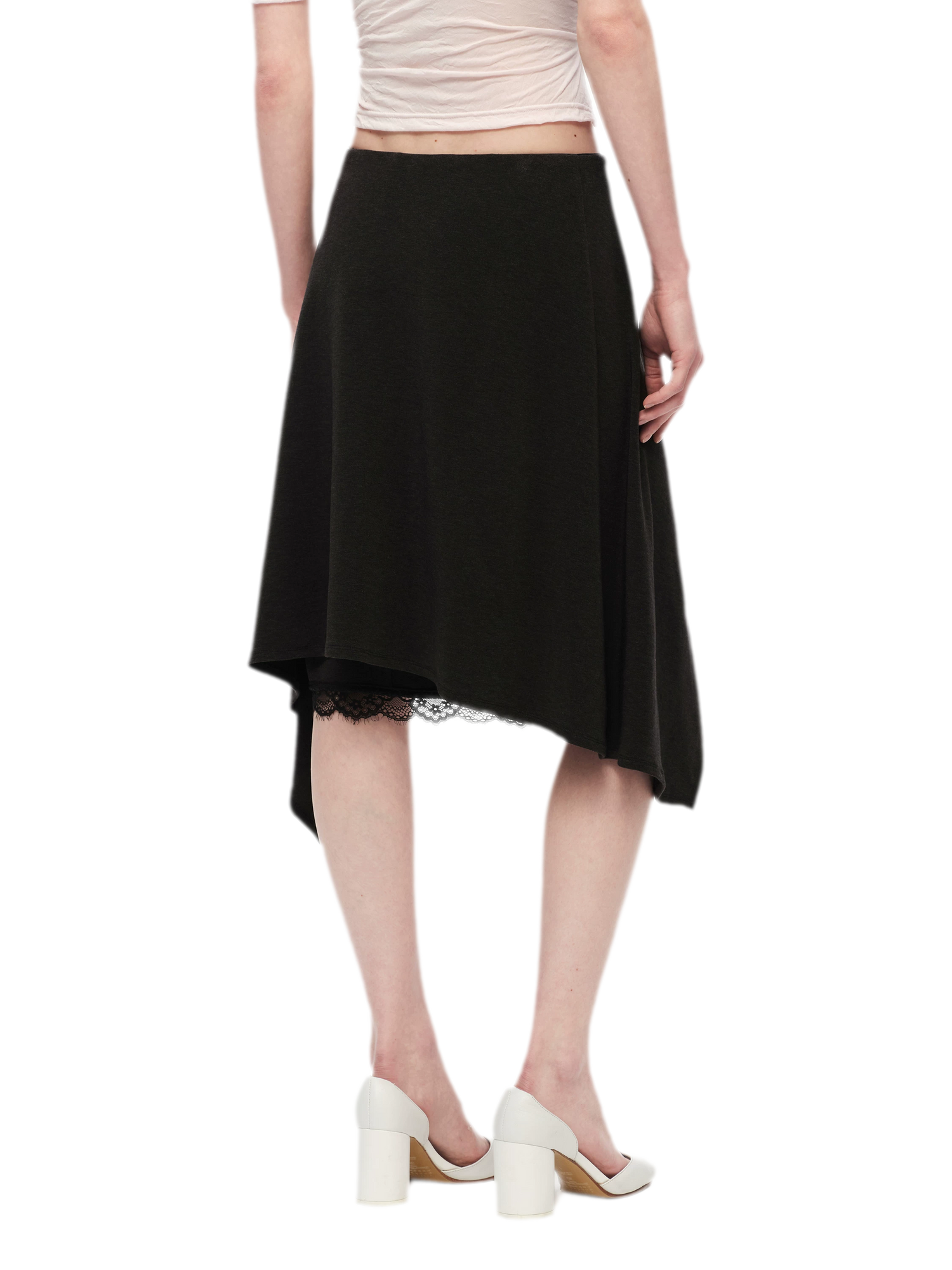 Lyocell Asymmetric Lace Skirt