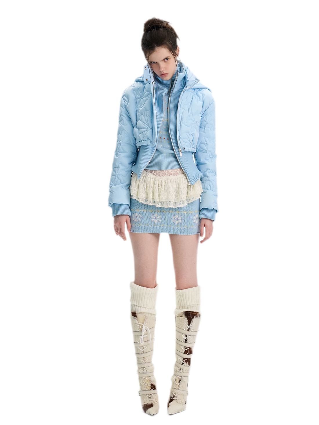 Quilted Cropped Hooded Down Jacket