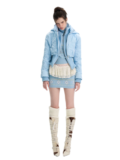 Quilted Cropped Hooded Down Jacket
