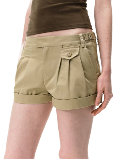 Pleated Twill Shorts