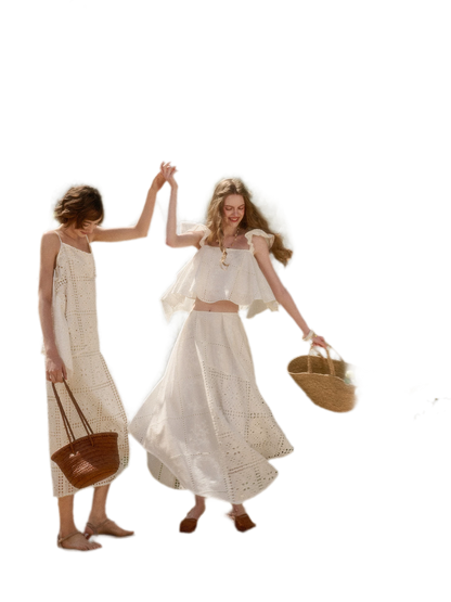Clear White Embroidered Cotton Set