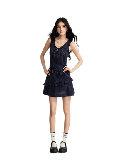 Ruffled Plaid Cami Dress