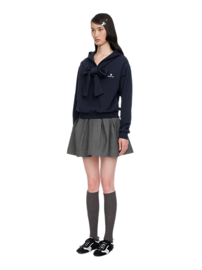 Bow Detail Cropped Hoodie