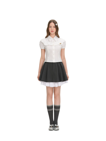 Patchwork Two-in-One Short Shirt