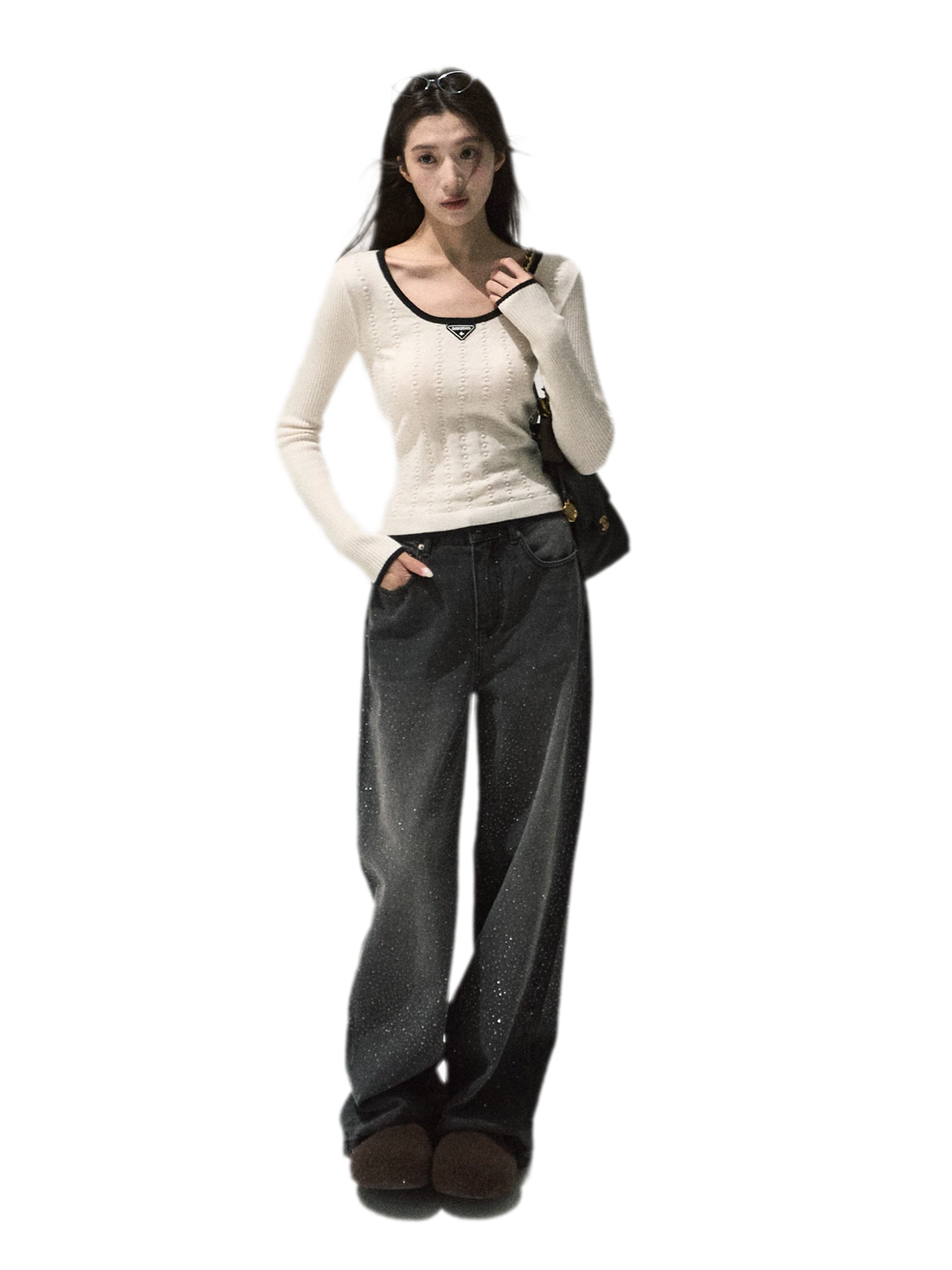 Rhinestone Straight Jeans