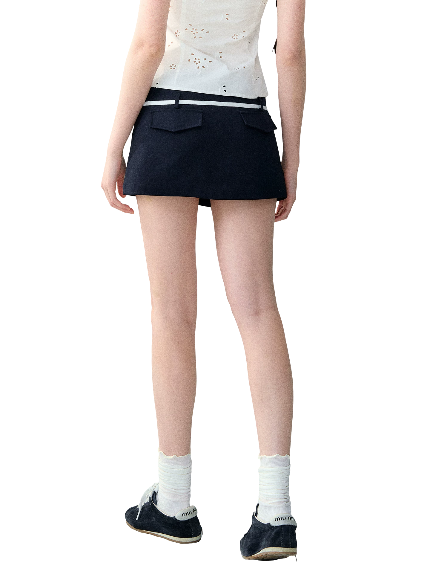 Korean Style Color-Block Tie Waist Shorts Skirt