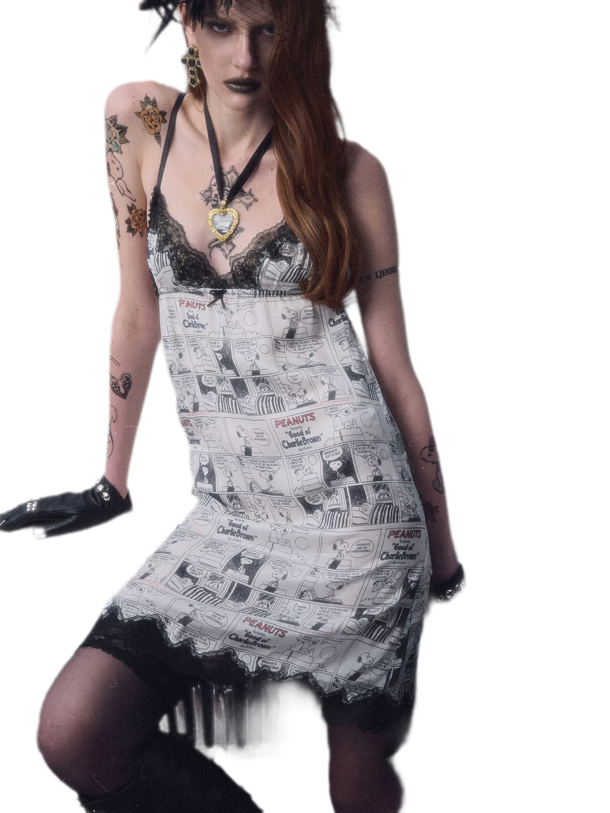 Vestido de tirantes vintage con ribete de encaje
