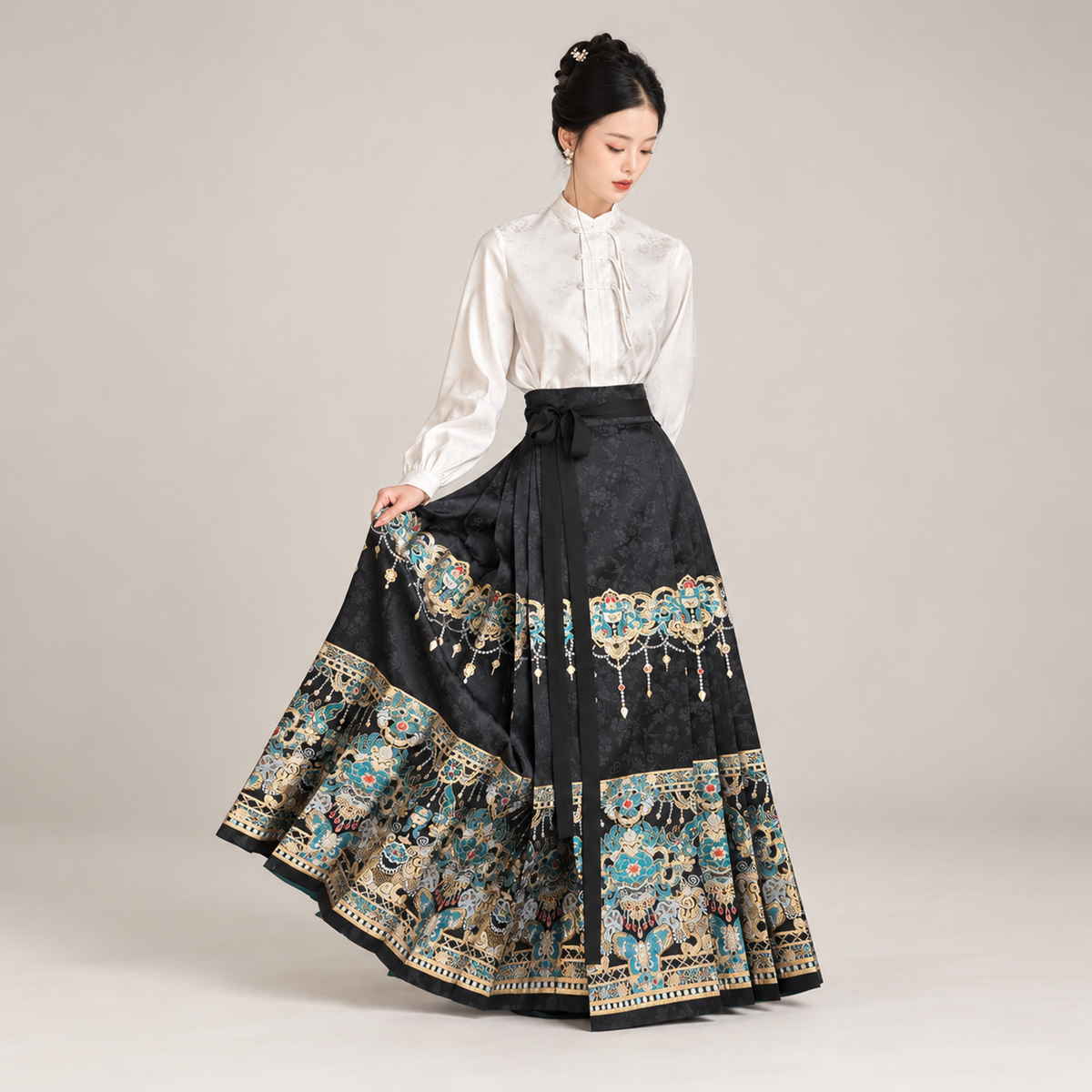 华烛点翠 Jade Candlelight Brocade Mamian Skirt