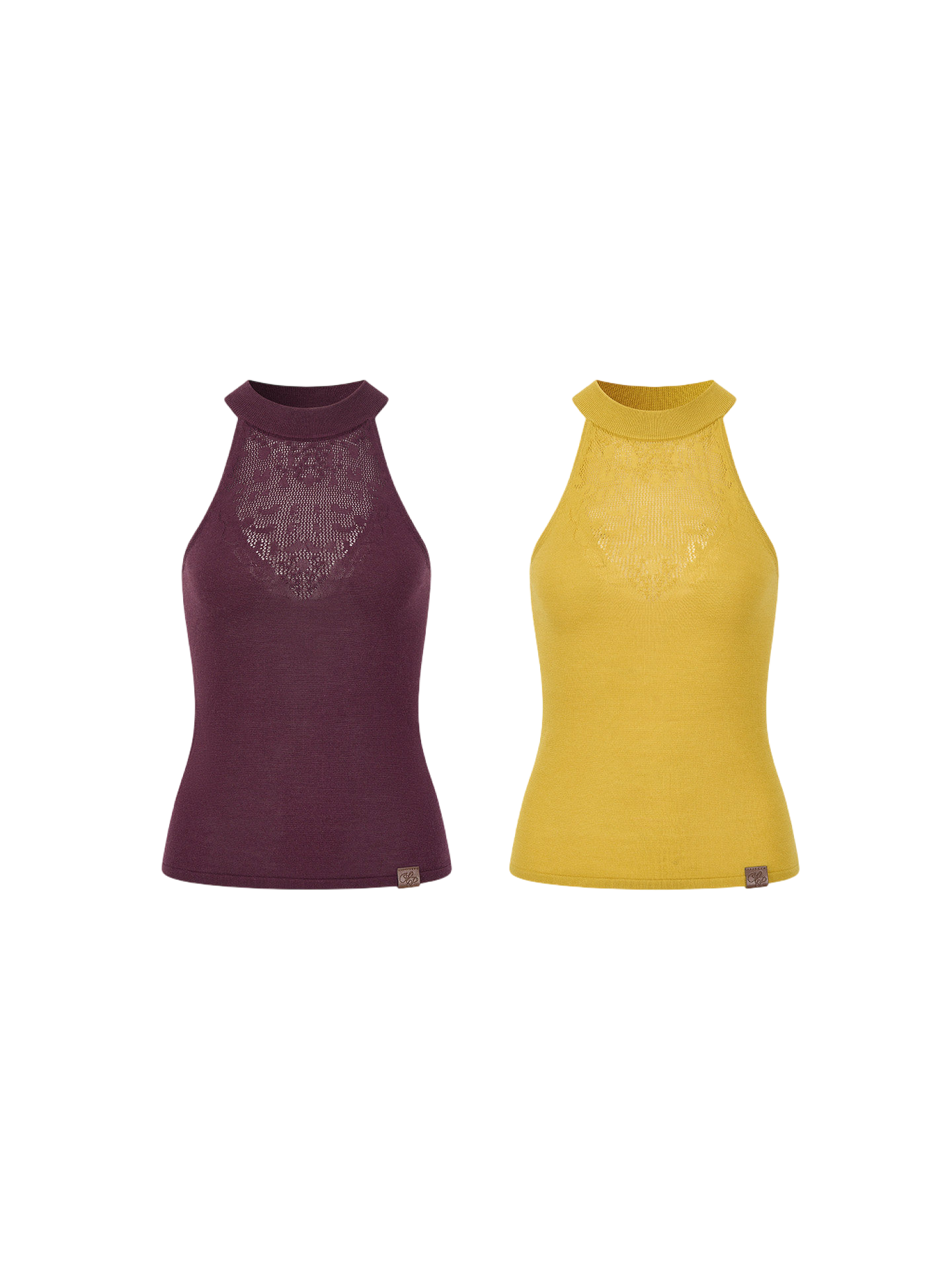 Spliced Lace Halter Neck Summer Vest