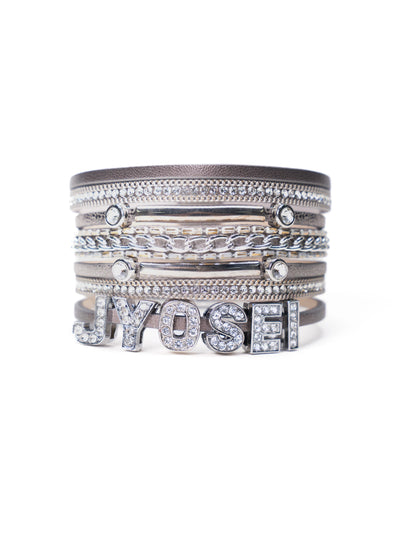 Rhinestone Leather Bracelet