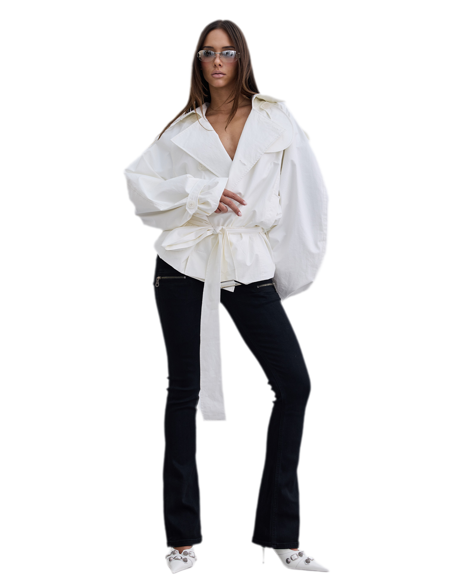 Waxed Slim Flare Jeans
