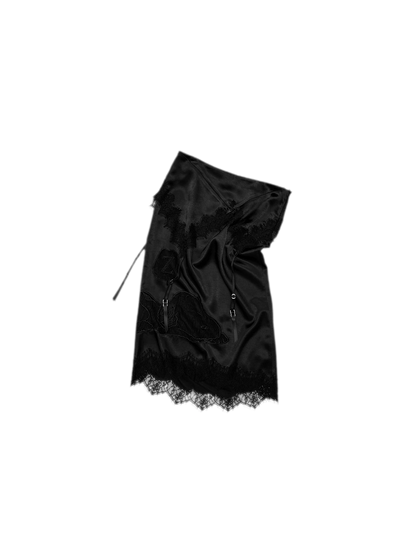 Glossy Satin Asymmetric Midi Skirt