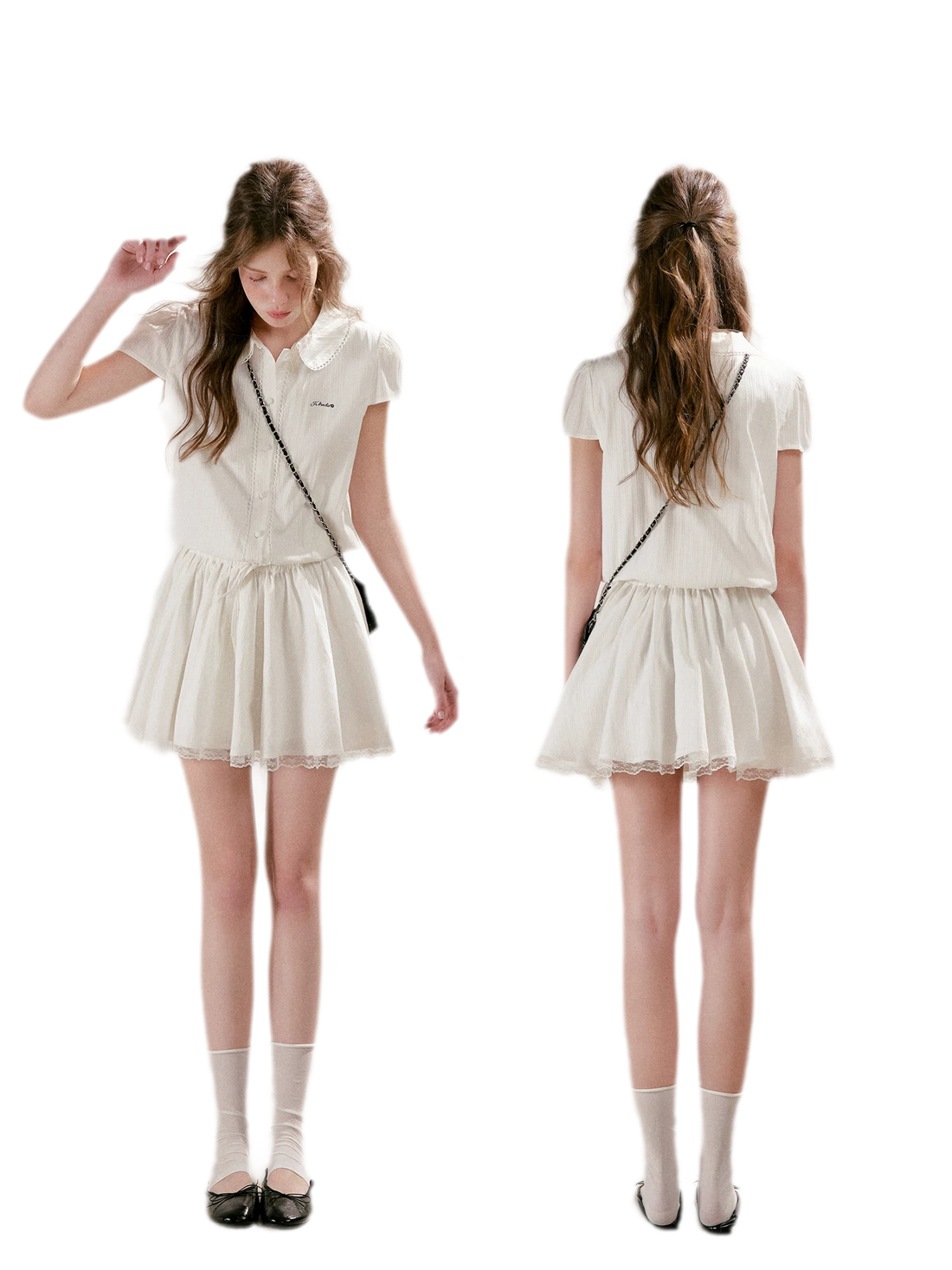 Lace Trim Shirt Dress