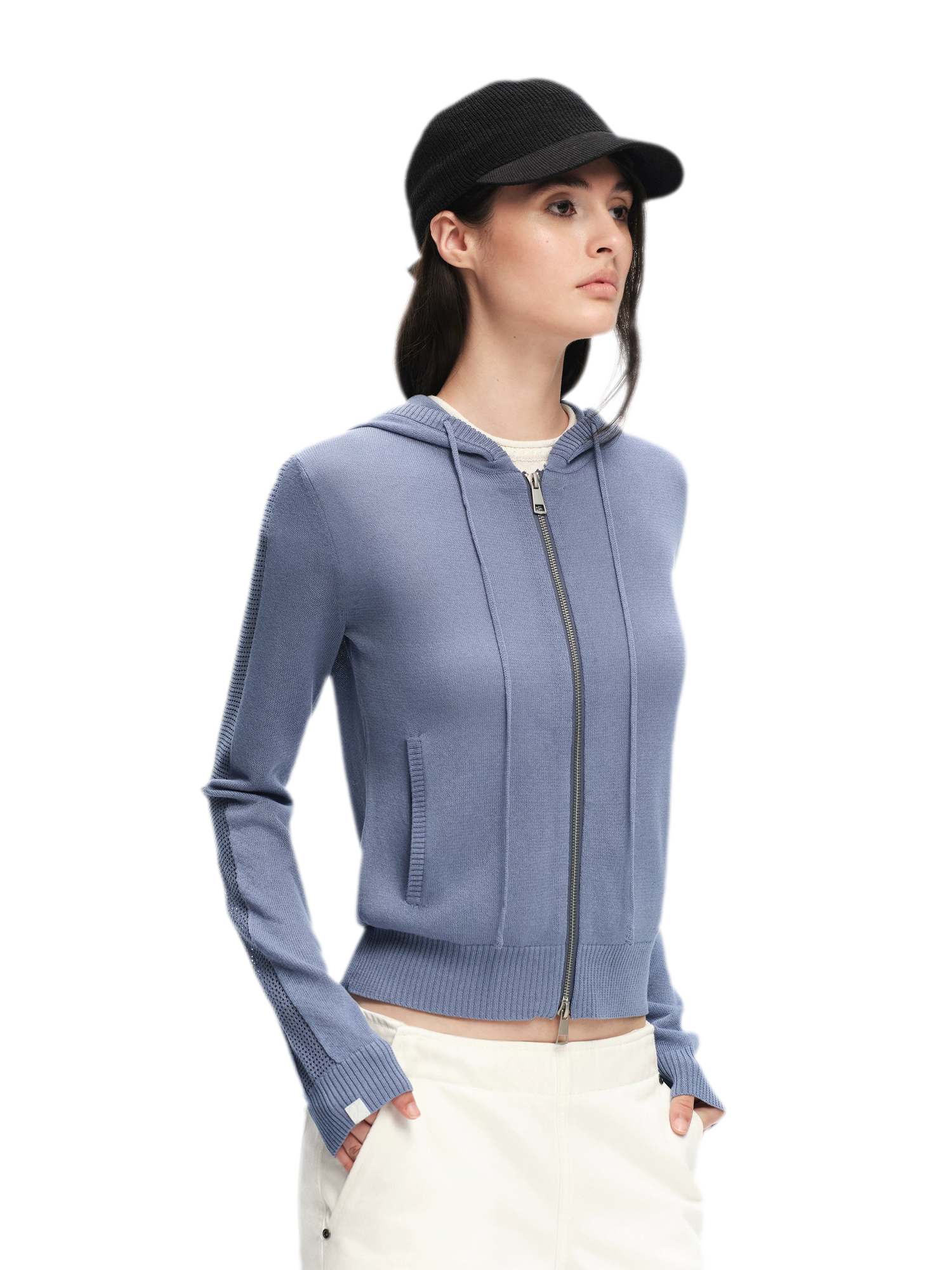 Viscose Honeycomb Hooded Cardigan