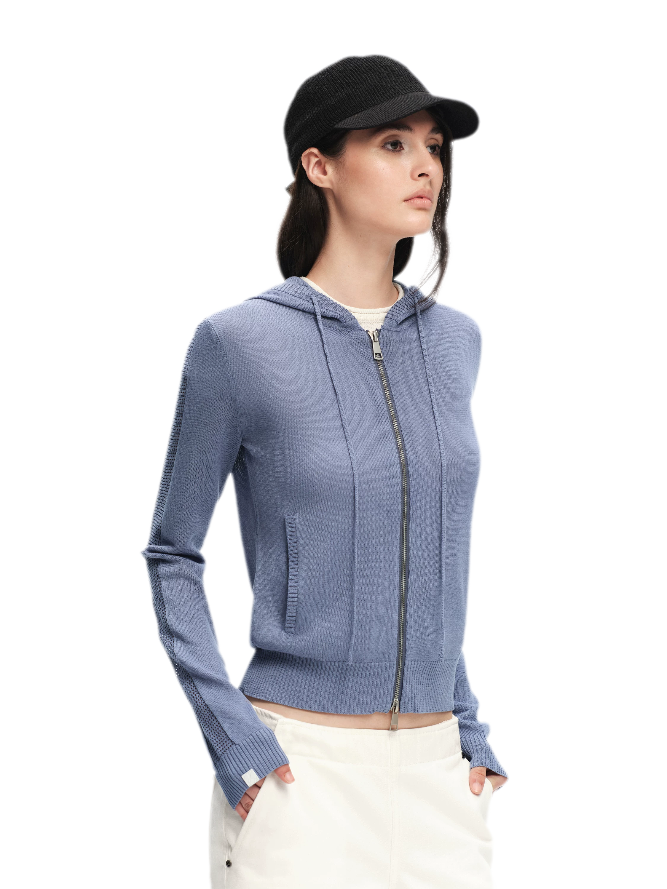 Viscose Honeycomb Hooded Cardigan