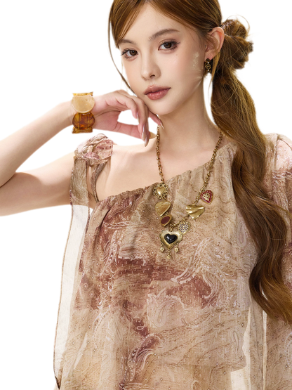 Paisley Asymmetric Knit Top