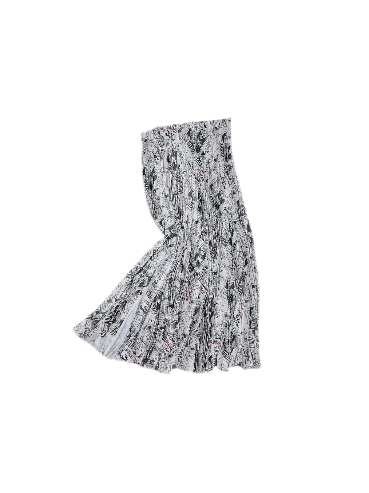 Pleated Newspaper A-Line Skirt