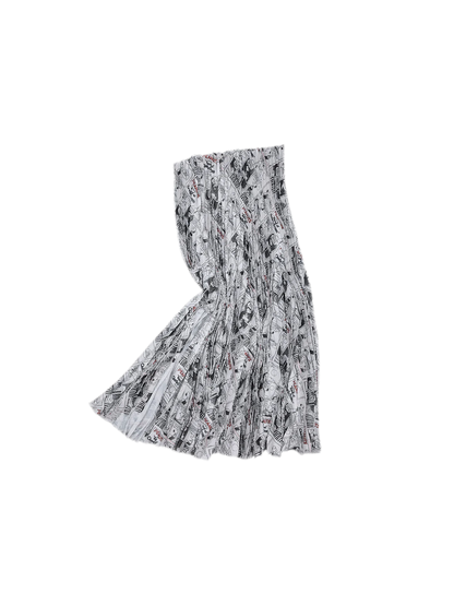 Pleated Newspaper A-Line Skirt
