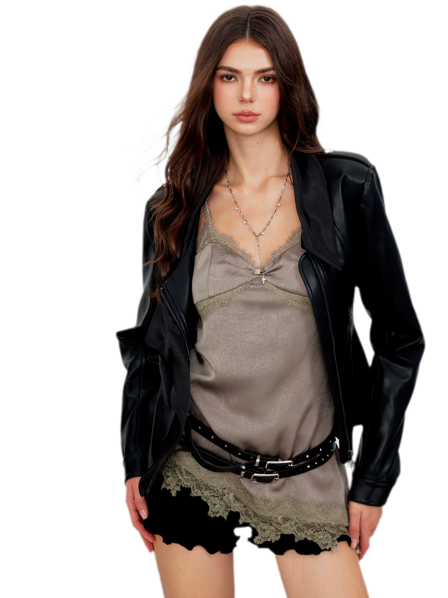 Embossed Fitted PU Jacket