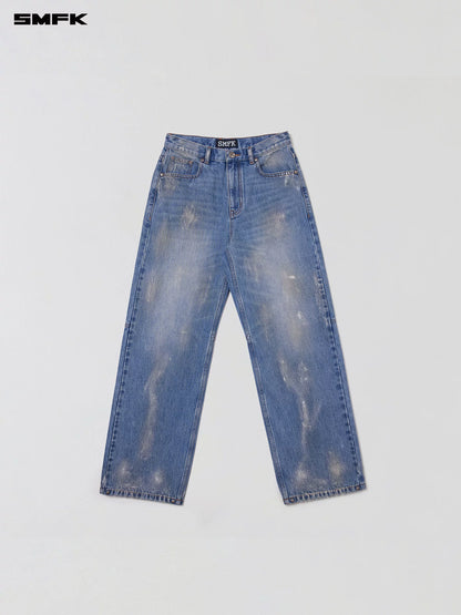 Cross Statue Tide Wide Straight Denim Jeans