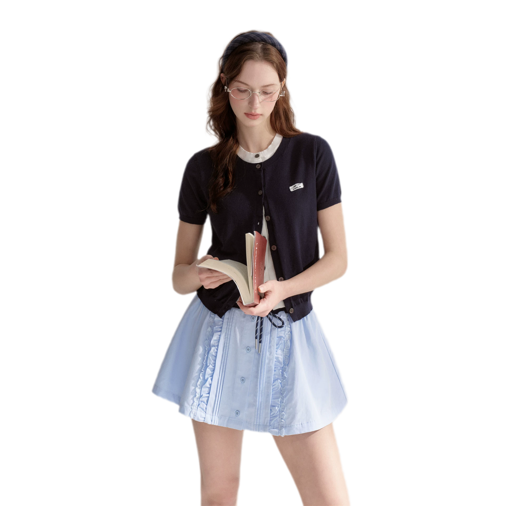 Contrast Faux Layer Knit Tee